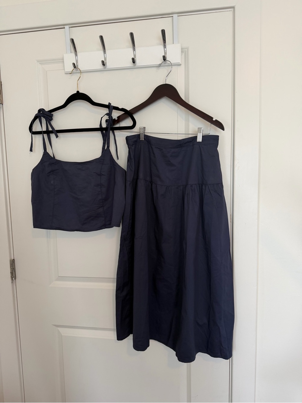 Old Navy Navy Two-Piece Midi Skirt Set with Tie-Strap Crop Top